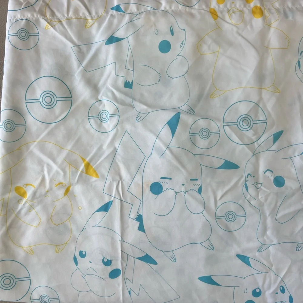 Pokémon Twin Flat Sheet‎ White Teal Yellow